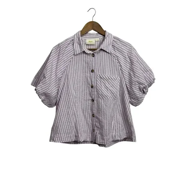 Anthropologie Maeve Lilac Striped Blouse - Picture 2 of 9